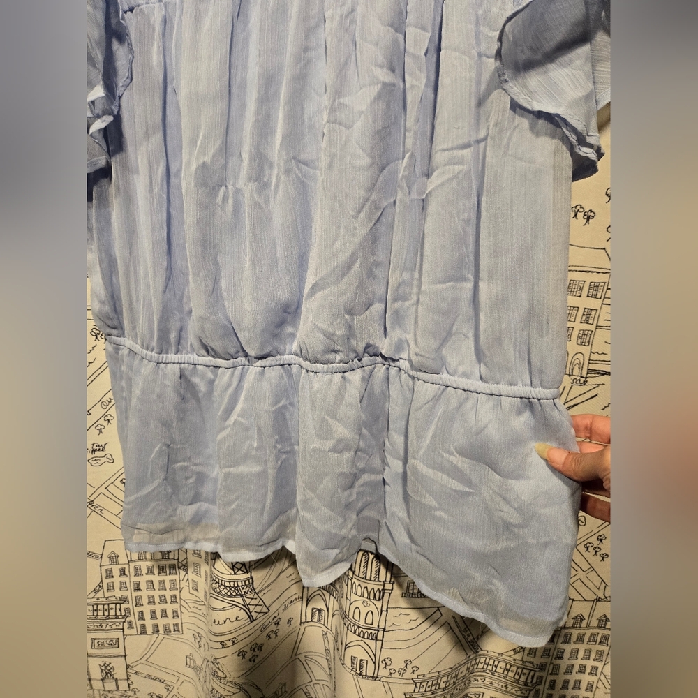 NWOT Women's Vera Wang Blue Ruffle Sleeve Blouse Size Extra Large - Picture 5 of 14